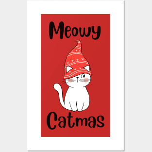 Meowy christmas cat Posters and Art